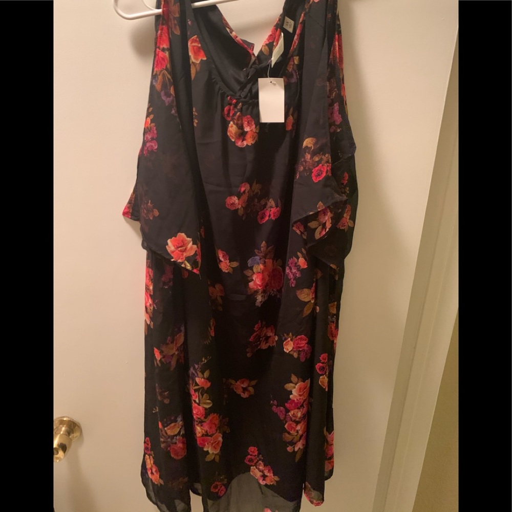 black floral sheer dress